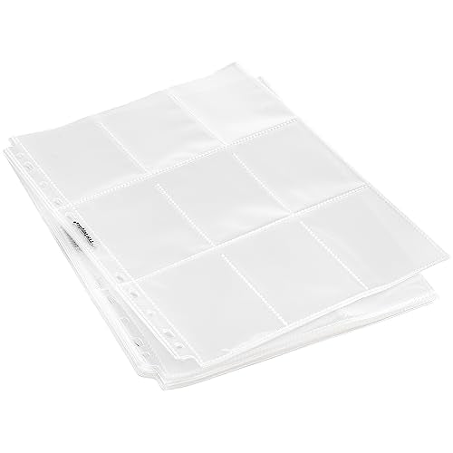 TYH Supplies Heavywieght Trading Card Sleeves for 3 Ring Binder | Double Sided Ultra Clear 11 Hole | 9 Pocket Page Gaming Card Protector Sleeves (100 Pack - 1800 Pockets)