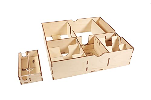 The Broken Token Game Organizer Compatible with King of New York - Wooden Game Organizing Box with Multiple Trays