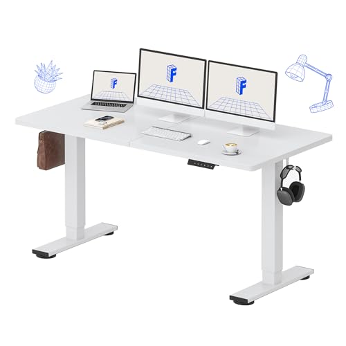 FLEXISPOT 63x24 Inch Electric Height Adjustable Standing Desk for Home & Office, Splice Board Desk for Computer Workstation, Study, or Creative Setup, White - color: White, size: 63"x24"