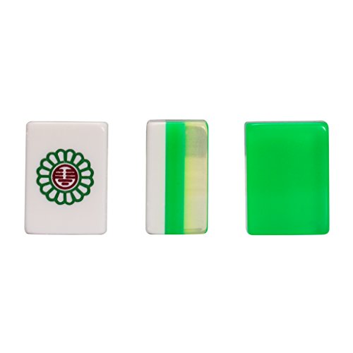 Yellow Mountain Imports Classic Chinese Mahjong Game Set, Emerald with 148 Medium-Size Translucent Green Tiles and Wooden Case - color: ['Emerald']
