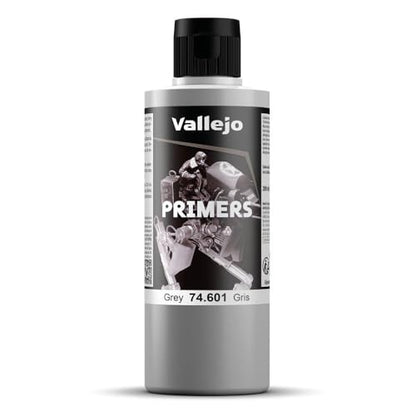 Vallejo - Surface Primer Color | Grey Acrylic Primer 200 ml (6.76 fl.oz.) | Matte Finish and Fast Drying | Perfect for Airbrushing and Great Adhesion to Figurines and Scale Models - style: Grey Primer 200 ml. (6.76 fl.oz.)