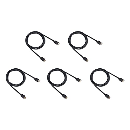 Amazon Basics Nylon-Braided HDMI 2.0 Cable, 6ft, 4K@60Hz, 18Gbps, 2160p, 48 bit, Ethernet, Compatible with TV/PS5/Xbox/Roku/Blu-ray, Black & Blue, 5-Pack - color: Black, size: 6 Feet (Pack of 5)