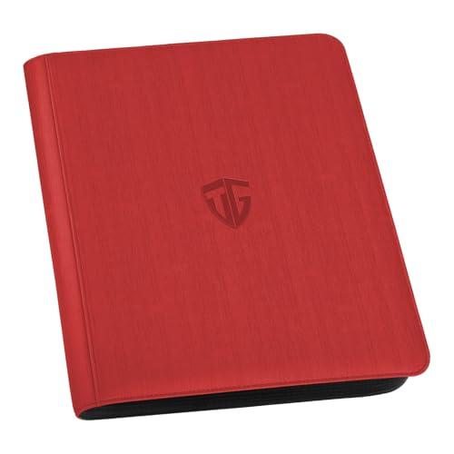 Toploader Binder,Holds 216 Toploaders,9 Pocket Top Loader Binder with Sleeves for 3"x4" Rigid Toploaders Hard Cases,Top loader Binders for TCG, MTG Card Binder, Trading Cards Binder (RED) - color: Red, size: 9 Pocket