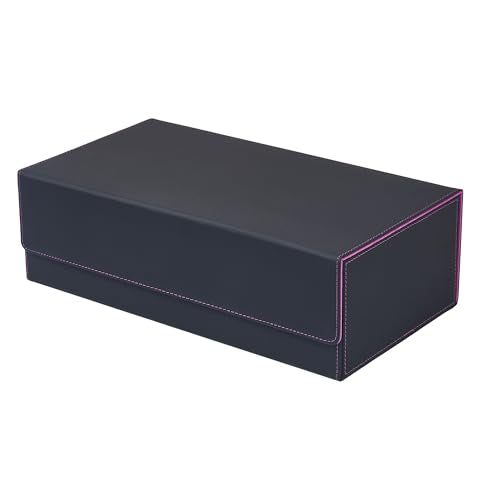 Trading Card Storage Box Holds 4 MTG Deck Boxes | Card deck case with dice compartment and playmat slot, compatible with Magic, TCG and CCG cards, Black & Purple - color: 5. Card Box Black & Purple, size: 4 Deck Card Box