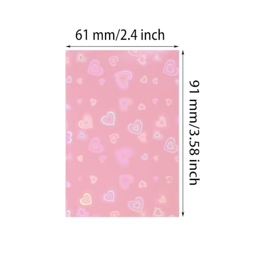 ONLYKXY 100pcs Soft Clear Plastic Heart Glitter Bag Storage Pouch Laser Sleeve Cover Pocket Holder Holographic Photo Protector Top Loader for 3in Trading Card Coin Jewelry (Light Pink) - color: Light Pink