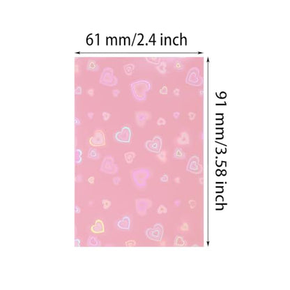 ONLYKXY 100pcs Soft Clear Plastic Heart Glitter Bag Storage Pouch Laser Sleeve Cover Pocket Holder Holographic Photo Protector Top Loader for 3in Trading Card Coin Jewelry (Light Pink) - color: Light Pink