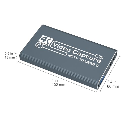 4k HDMI Capture Card for Streaming, Full HD 1080P 60FPS Capture USB 3.0 Game Audio Video Capture Card,for PS4/PS5/Xbox/Switch/OBS/Camera/PC/Laptop/Mac Plug and Play