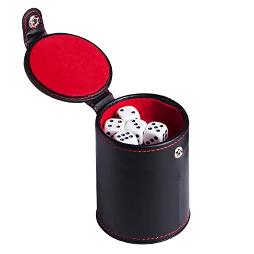 Leather Dice Cup Set Lids Professional Dice Shaker for Game Players PU Leather Double-Layer Storage for Table Games for Parties and Club Entertainment