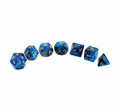 Blue Mix Black Dice DND Polyhedral Dice Set for Dungeon and Dragons D&D RPG Role Playing Games 7-Die Set - color: Blue Mix Black