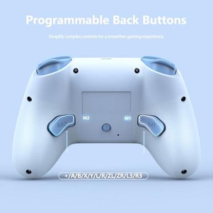 PeriphX Wireless Switch Controllers for Nintendo Switch,6-Axis Gyro,Turbo Function,7-Color RGB Lights,Compatible with Switch1/Switch2/PC (Wired)/iOS, All Functions Included with a Stylish Design and Cute Color - color: Blue