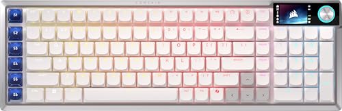 Corsair Vanguard AIR 99 Wireless Low-Profile Optical-Mechanical RGB Gaming Keyboard – QWERTY US, 99% Layout, OPX Switches, 8000Hz Hyper-Polling, Stream Deck Integration, Flashtap SOCD – White - color: White