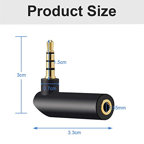 3.5mm Angle Male to Female Audio Adapter, 90 Degree Right Angle Gold-Plated TRRS Stereo Jack Plug AUX Connector Compatible with Headset, Tablets, MP3 Players, Game Controller, Speakers(2 PACK)