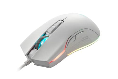 i-rocks M31E RGB Wired Gaming Mouse : 6400 DPI Optical Sensor - 60 Million Click lifespans - Compatible Software - 7 Programmable Buttons - Plain White - color: White