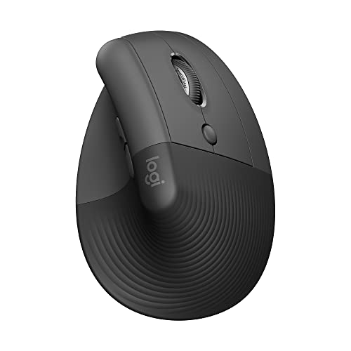Logitech Lift Vertical Ergonomic Wireless Mouse - Graphite | Connect via Bluetooth or included Logi Bolt USB-A receiver, quiet clicks, 4 of 6 buttons customizable, Windows Mac compatible - color: Graphite, style: Right-Handed