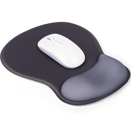 Ergonomic Mouse Pad with Wrist Rest, Mousepad with Memory Foam Support for Pain Relief, Non-Slip Base for Computer, Laptop, Office & Home, 10.2 x 7.5 in - color: Black