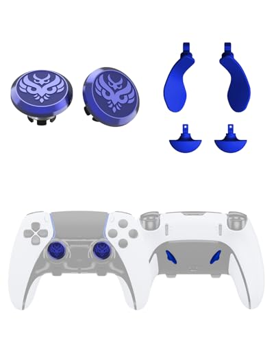 KD.FLY Metal Thumbsticks & Back Paddles for PS5 Edge Controller Joystick Replacement, Custom Analog Thumb Sticks Caps for PS5 Dual Sense Edge Stick Module, 2 Joystick, 4 Back Buttons, Owl - color: Owl