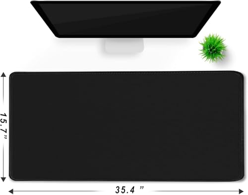 Gaming Mouse Pad, Large Mouse Pads Waterproof Extra Large Big Mouse Pad with Stitched Edge, XXXL Non-Slip Black Computer Mousepad Desk Mat for Gamer, Office & Home, Black - color: Black, size: 35.4L x 15.7W inches