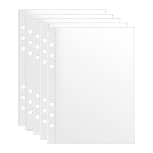 50 Pack 5x8 Clear Binder Sheets Sleeves - 6 Ring A5 Binder Inserts - Plastic Pockets for Index Cards,Photocards,Postcards,Pictures, Stickers,and Cash Organizer - 6 Hole Refill Pages Sheet Protector. - size: 5" x 8"