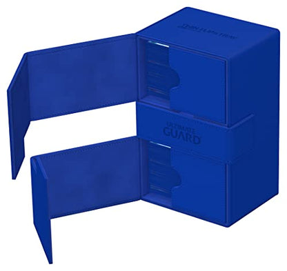 Ultimate Guard Twin Flip'n'Tray 160+, Deck Case for 160 Double-Sleeved TCG Cards + Dice Tray, Blue, Independent Magnetic Closure & Microfiber Inner Lining - color: Blue, size: 160+