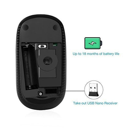 VssoPlor Wireless Mouse, 2.4G Slim Portable Computer Mice with Nano Receiver for Notebook, PC, Laptop, Computer-Black Blue - color: Black Blue