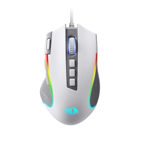 Redragon M612 Wired RGB Optical Gaming Mouse 8000 DPI Remapping Keys | Stable Lag-Free Connection, Redefine Keybinding Macro, Rapid-Fire Side Clicker, Vibing Backlight - color: Gray, style: Wired