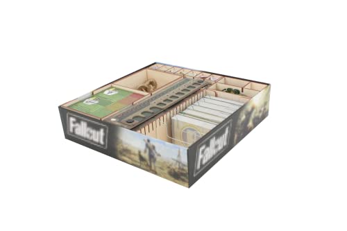 The Broken Token Game Organizer Compatible with Fallout - Wooden Game Organizing Box with Multiple Trays