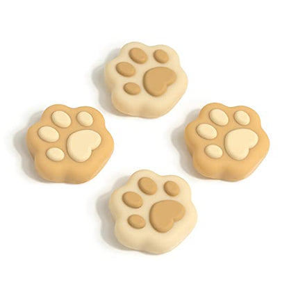 GeekShare Cat Paw Shape Thumb Grip Caps,Soft Silicone Joystick Cover Compatible with Switch/OLED/Switch Lite (Brown & Yellow) - color: Yellow Cat