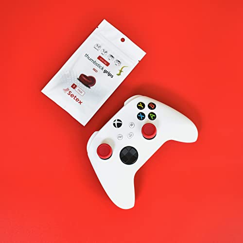 Setex Gecko Grip Thumbstick Grip Covers, PS5, Xbox, Switch, 1 Pair, Red | Microstructured Analog Stick Anti Slip Thumb Grips, Playstation 5, Switch 2, Xbox Controller, Performance Grip Covers Only - color: Red, size: 1 Pair