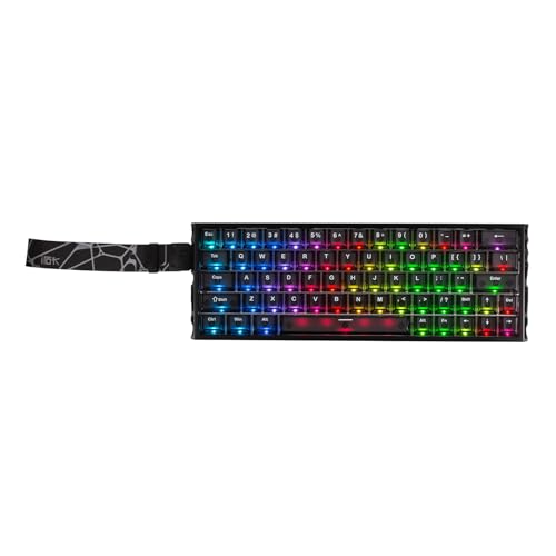 IROK MG63 64 Keys Wired Magnetic Switch Keyboard, 512KHZ All Keys Scan Rate, PCB Nano-Coating Waterproof, ARGB Light and Shadow Coexist 8KHZ/CNC Carved Aluminum Gaming Keyboard (Black) - color: Black