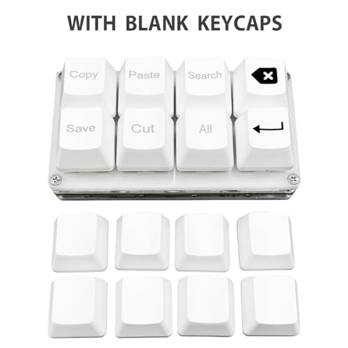 BTXETUEL Copy Paste Search Backspace Save Cut All Enter 8-Key Keyboard SayoDevice One Handed OSU Keypad Programmable Mechanical Shortcut Macro Keyboard for Working and Gaming (White) - color: White