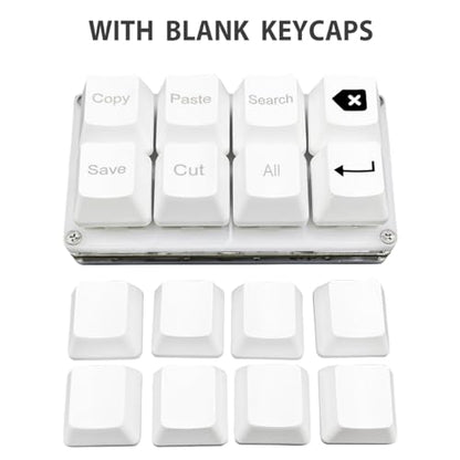 BTXETUEL Copy Paste Search Backspace Save Cut All Enter 8-Key Keyboard SayoDevice One Handed OSU Keypad Programmable Mechanical Shortcut Macro Keyboard for Working and Gaming (White) - color: White