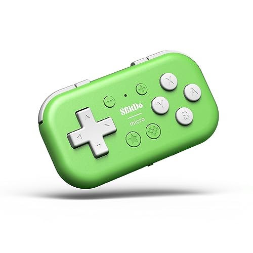 8Bitdo Micro Bluetooth Gamepad Pocket-sized Mini Controller for Switch, Android, and Raspberry Pi, Supports Keyboard Mode (Green) - color: Green