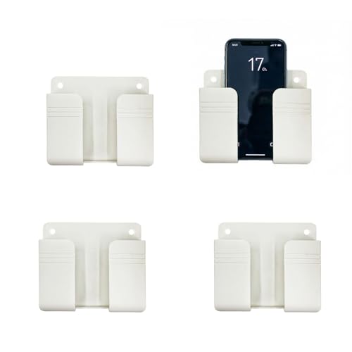 4 Pack Wall Mount Adhesive Storage Holder, No Drill Self Adhesive Wall Organizer, 3.54" x 2.87" Plastic Wall Mount Phone Remote Control Holder for Home, Office, Bathroom,Motorhome
