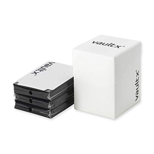 Vault X Large Standard Deck Box with 150 Black Sleeves, fits 100+ Sleeved Trading Cards (White) - color: White