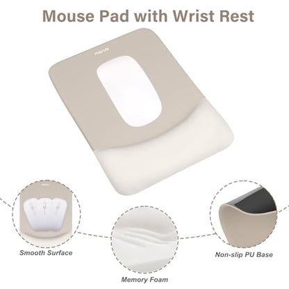 MOSISO Wrist Rest Support Mouse Pad & Keyboard Set, Stone Gray | Rectangular Ergonomic Mousepad, Non-Slip Base, Home/Office Pain Relief & Easy Typing, Neoprene Cloth & Raised Silicone Lining - color: Stone Gray