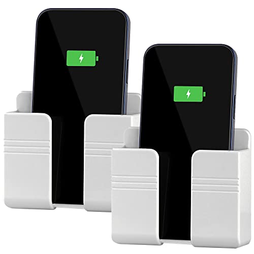 CEI&BPY 2Pcs Phone Holder Wall Mounted, Phone Stand with Self Adhesive. Phone Holder for RV Charging.Compatible with iPhone and Android (2Pack-White) - color: White, size: 2Pcs