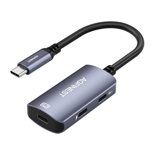 USB C to AR Glasses with Charging Adapter Enables Multi-Screen Enhanced 3D 4K@60Hz PD 100W Compatible for iPhone 15/16 Viture/Rokid/Xreal AR Glasses - color: Grey