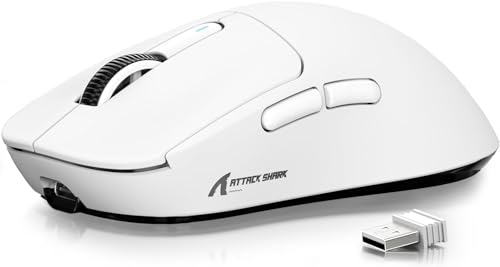 ATTACK SHARK X3 Wireless Gaming Mouse, 49g Ergonomic Computer Mouse, Triple Modes PAW3395 26K DPI Optical Sensor, 200h Battery Life, Programmable Buttons, Gaming Accessories for PC/Laptop/Mac (White) - color: White