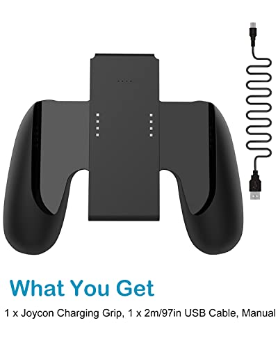 KINVOCA Charging Grip with 2000mAh Battery, 2-in-1 Comfort Grip for Nintendo Switch Controller, Controller Charger with 32in USB-C Cable, Power & Charge Indicators, Overcharge Protection - size: Grip for Original Controller ONLY(2000mAh Battery)