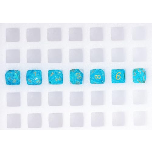 7PCS DND Dice Set,Transparent Sharp Edge Dice Set D&D RPG Polyhedral Die,for Dungeons and Dragons TTRPG Games Roleplaying Games,with Gift Box(Galaxy Blue) - color: Galaxy Blue