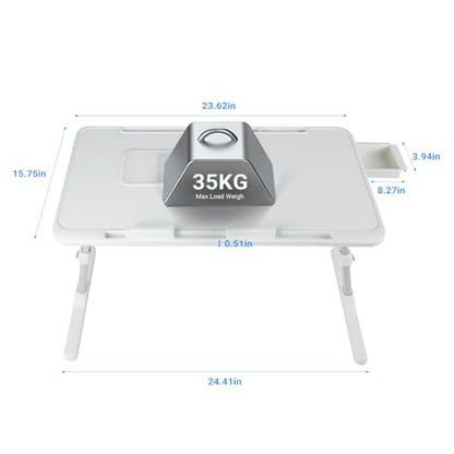 Adjustable Laptop Lap Desk with Cooling Fan USB Light for Adults 60x40cm,White - color: White,60*40cm