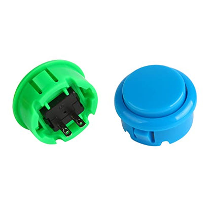 Larcele 30MM Console Box Push Button for Arcade Game Projects YXJKG-01 | 12 Pcs, 6 Colors, DIY Plug-in Replacement Switch Part - size: 30MM