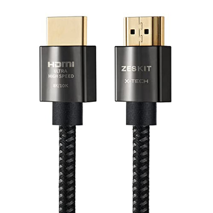 Zeskit X-Tech 48Gbps Ultra High Speed HDMI Cable 3ft, 8K60 4K120 144Hz eARC HDR HDCP 2.2 2.3 Compatible with Dolby Vision Apple TV 4K Roku Sony LG Samsung Xbox Series X RTX 3080 PS4 PS5 - size: 3 ft