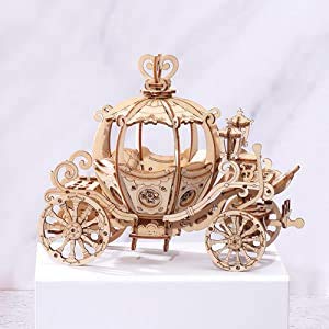 Rowood 3D Puzzles for Adults, Wooden Model Kits for Adult, DIY STEM Toy for Ages 14+ - Pumpkin Cart (182 Pieces) - style: Pumpkin Cart