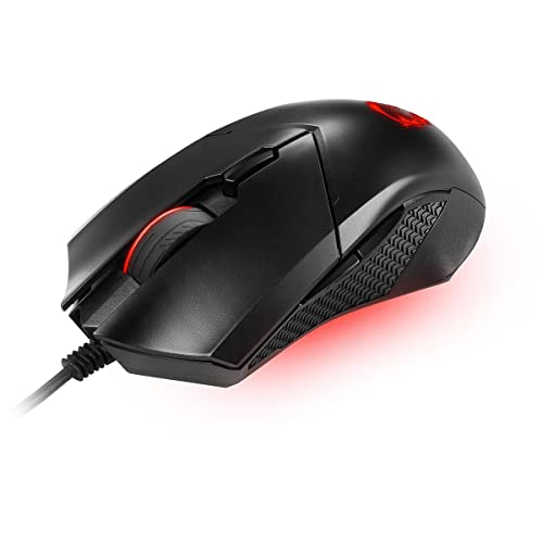 msi Clutch GM08 Gaming Mouse, 4200 DPI, Optical Sensor, 3 Adjustable Weights, Red LED Lighting, Symmetrical Design - style: Clutch GM08