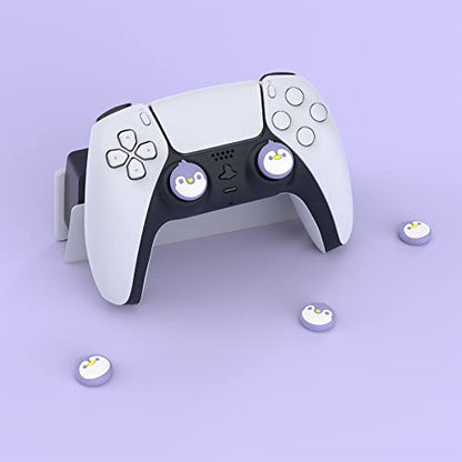 PlayVital Thumb Grip Caps for Xbox Series S/X, Xbox One, Elite Series 2 Controller, Cute Joystick Caps for ps5/EDGE/ps4, Thumbstick Cover for Switch 2 Pro/Switch Pro Controller - Penguin, Light Violet - color: Penguin Light Violet