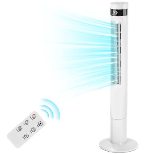 Antarctic Star Tower Fan Portable Electric Oscillating Fan Quiet Cooling Remote Control Standing Bladeless Floor Fans 3 Speeds Wind Modes Timer Bedroom Office (43 inch, White) | Quiet Cooling Remote Control Standing Bladeless Floor Fans 3 Speeds Wind Mode
