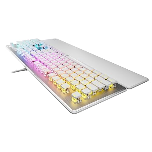 Turtle Beach Vulcan II Max Optical-Mechanical RGB Gaming Keyboard | Customizable RGB Keys & Palm Rest, Smart Keys, Titan II Linear Switches, Anodized Aluminum Top Plate, Media Controls, White - color: White