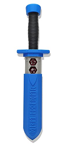Sword Dagger Dice Holder - (Random 7PCS D20 Dice Set Included) - Custom Polyhedral Dice Storage for Tabletop RPG - Dungeons and Dragons - DND - D&D (Blue) - color: Blue