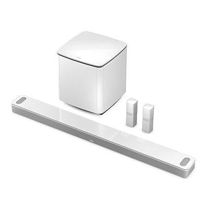 Bose Smart Ultra Dolby Atmos Soundbar, All-in-One Surround Sound System for TV, A.I. Dialogue Mode, Alexa and Google Voice Control, HDMI eARC, White | Includes HDMI eARC cable, optical cable, ADAPTiQ headset and remote for audio, connectivity and calibrat